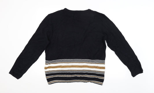 River Island Mens Black Striped Pullover Jumper Size L