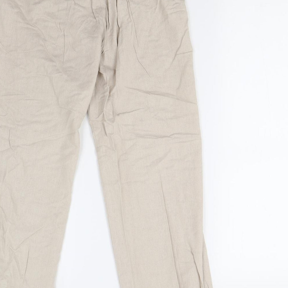 Womens UK Size 12 Preworn Regular Fit Beige Trousers