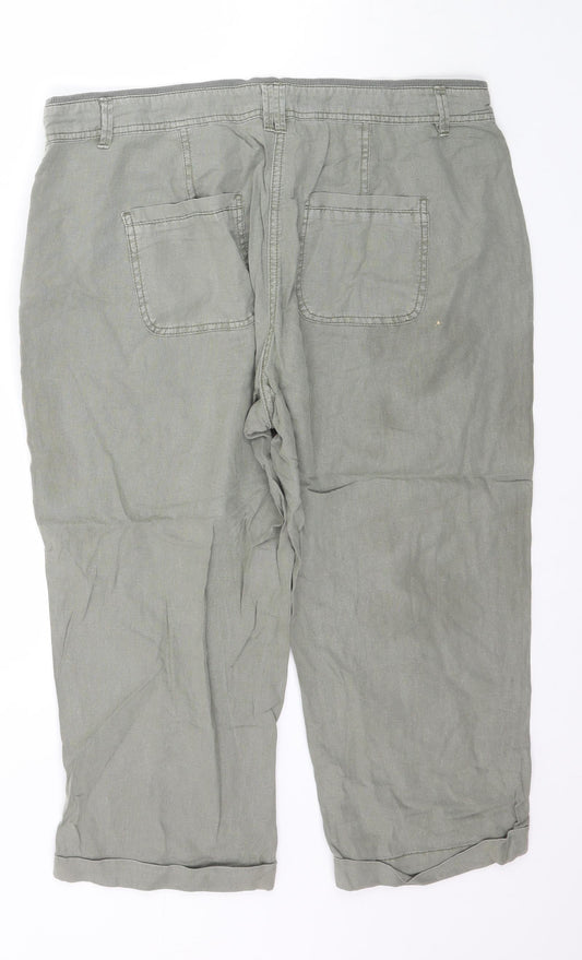Womens UK Size 14 Dorothy Perkins Regular Fit Capri Green Trousers