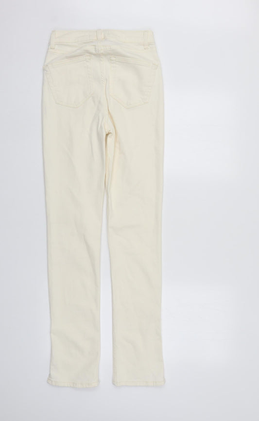 Denim & Co. Womens Ivory Denim Straight Jeans Size 6 L31 in