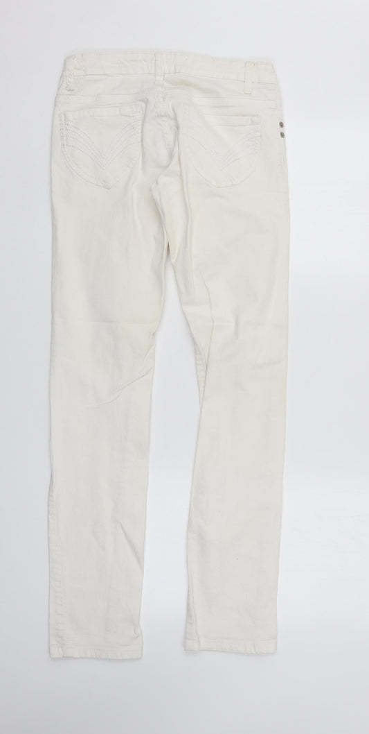Quiz Womens White  Denim Straight Jeans Size 10 L31 in