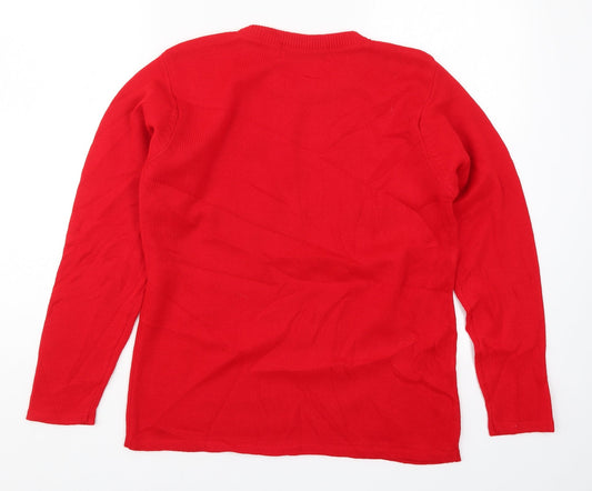 Jan Eva Womens Red Knit Pullover Jumper Size M