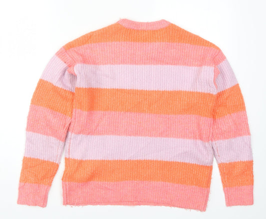 Primark Womens Pink Striped Knit Pullover Jumper Size 4