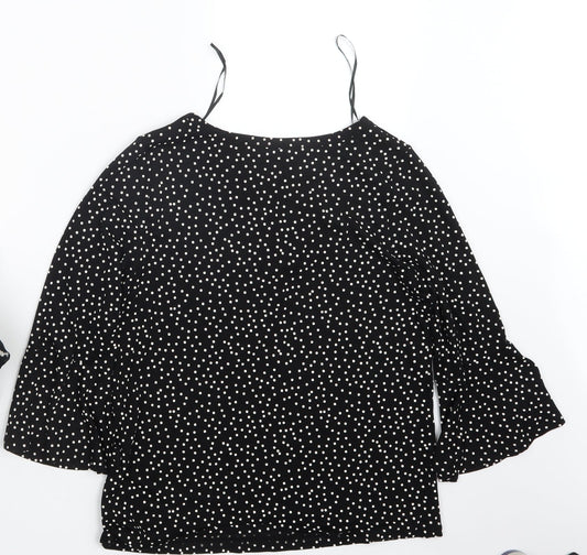 Womens UK Size 10 M&Co Black Basic Blouse