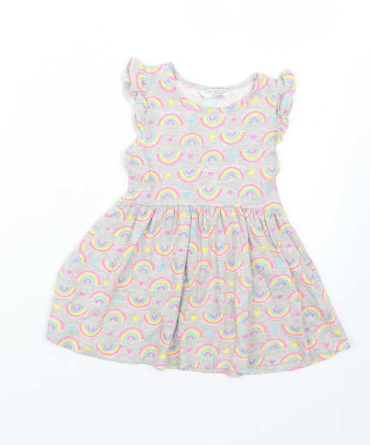Primark Girls Grey Geometric T-Shirt Dress Size 18-24 Months