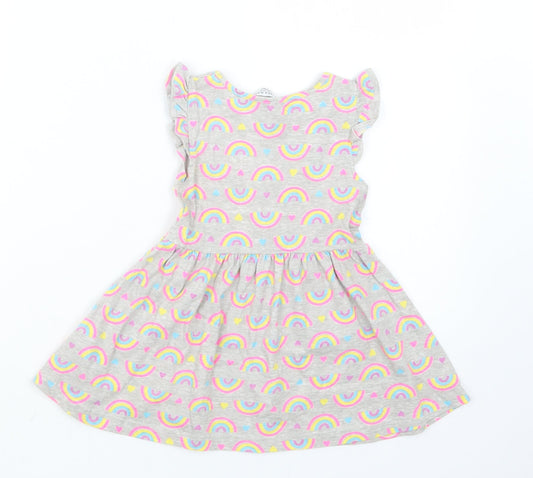 Primark Girls Grey Geometric T-Shirt Dress Size 18-24 Months