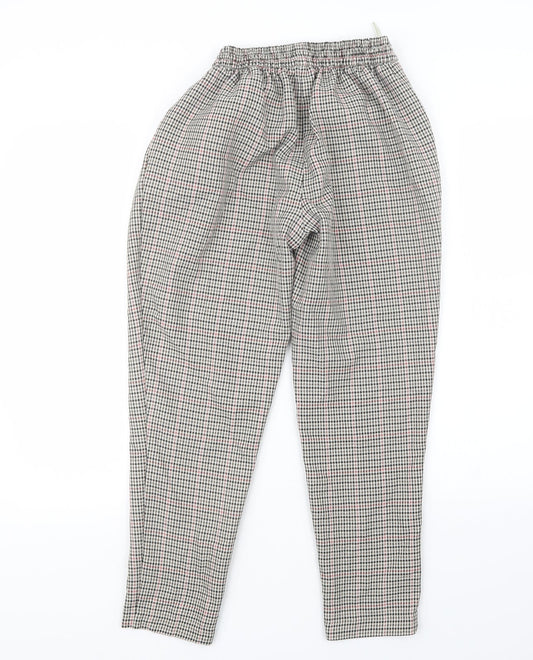 New Look Womens Black Houndstooth Trousers Size 10 L23.5 in