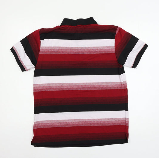 Abizan Mens Red Striped Jersey Polo Size M