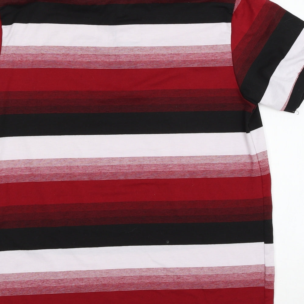 Abizan Mens Red Striped Jersey  Polo Size M
