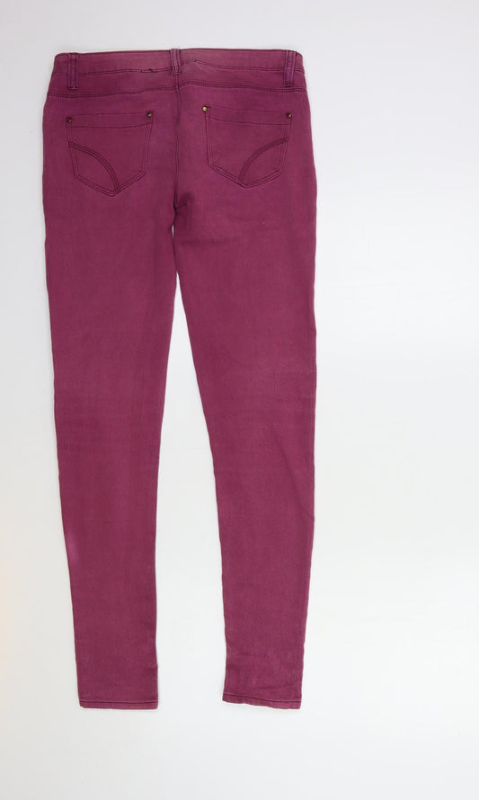 Denim & Co. Womens Purple Denim Skinny Jeans Size 8 L30 in