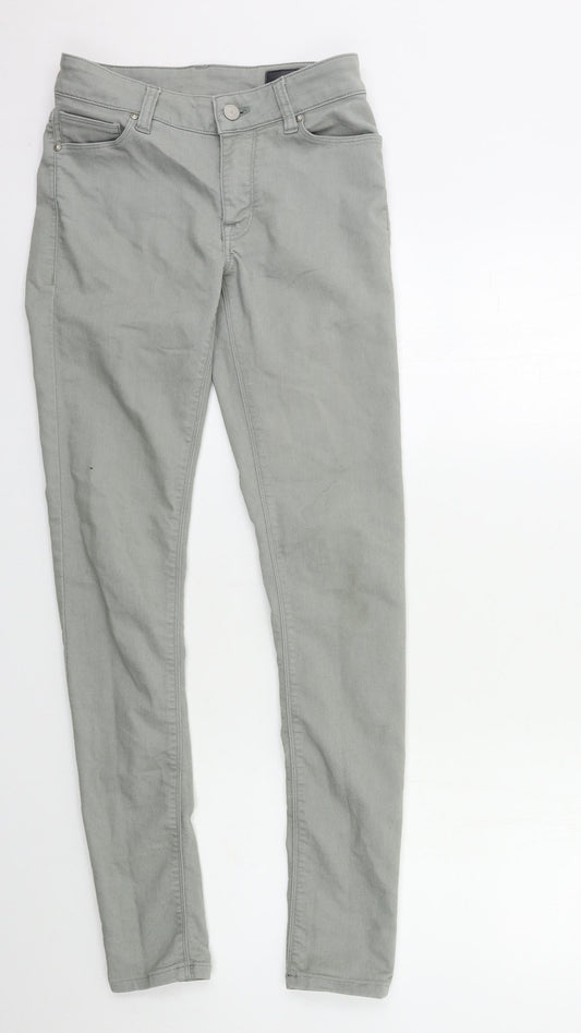 Additional front view of ASOS women’s grey denim skinny jeans, size UK 26, in, 29-inch leg