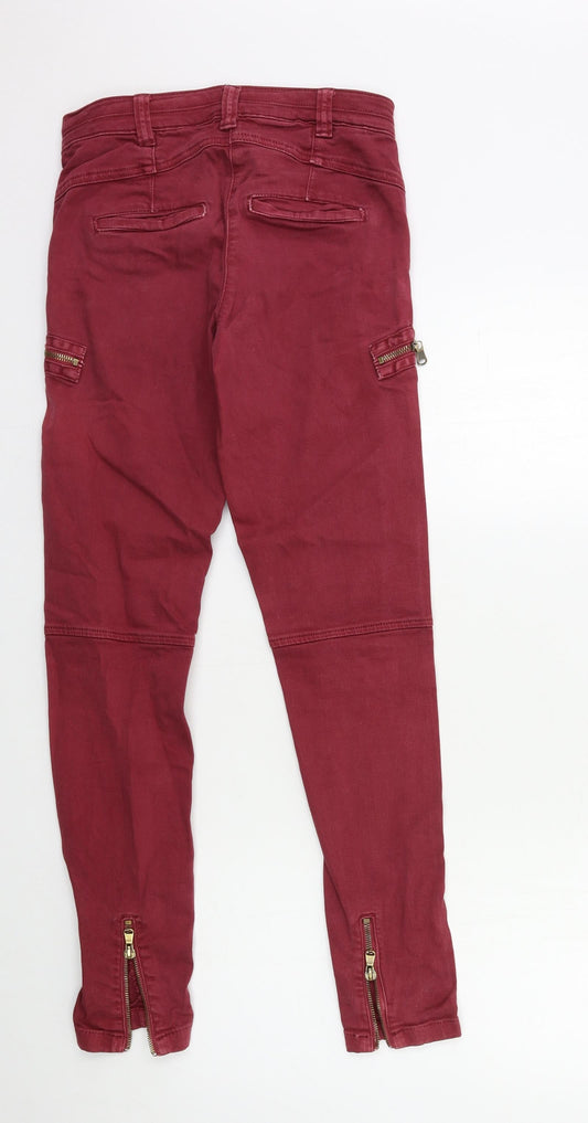Topshop Womens Red Denim Skinny Jeans Size 6 L29 in