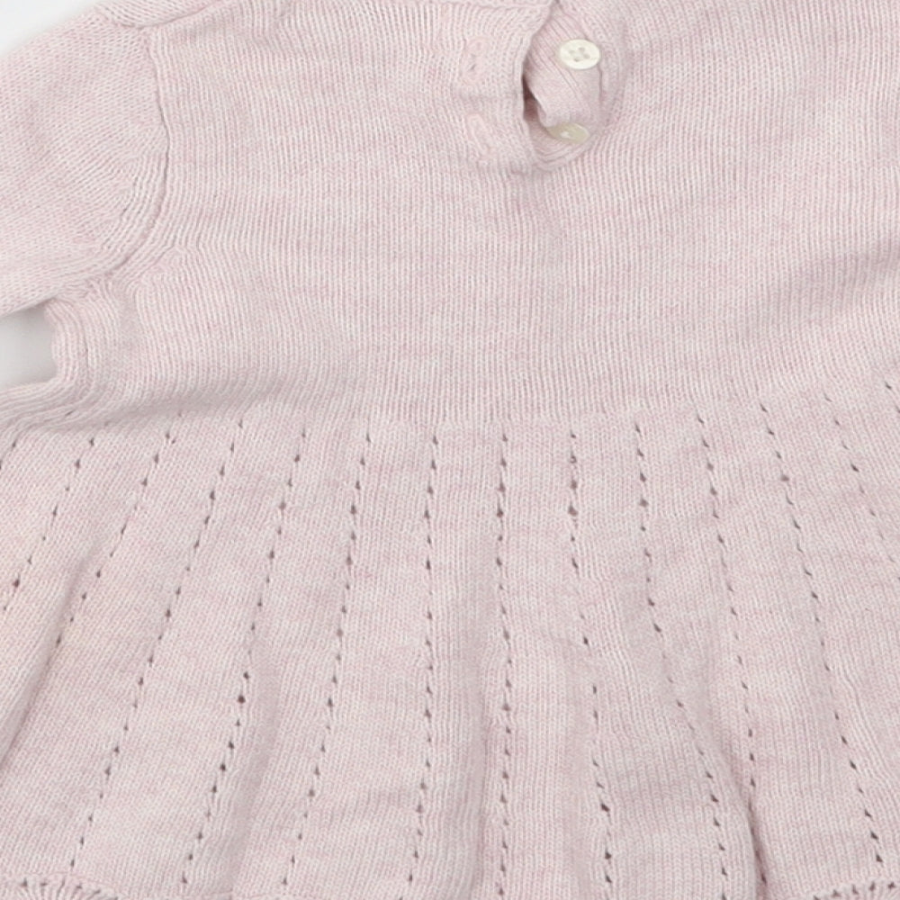 Brand and care label for Tommy Bahama girls’ pink fit & flare, size 3-6, months