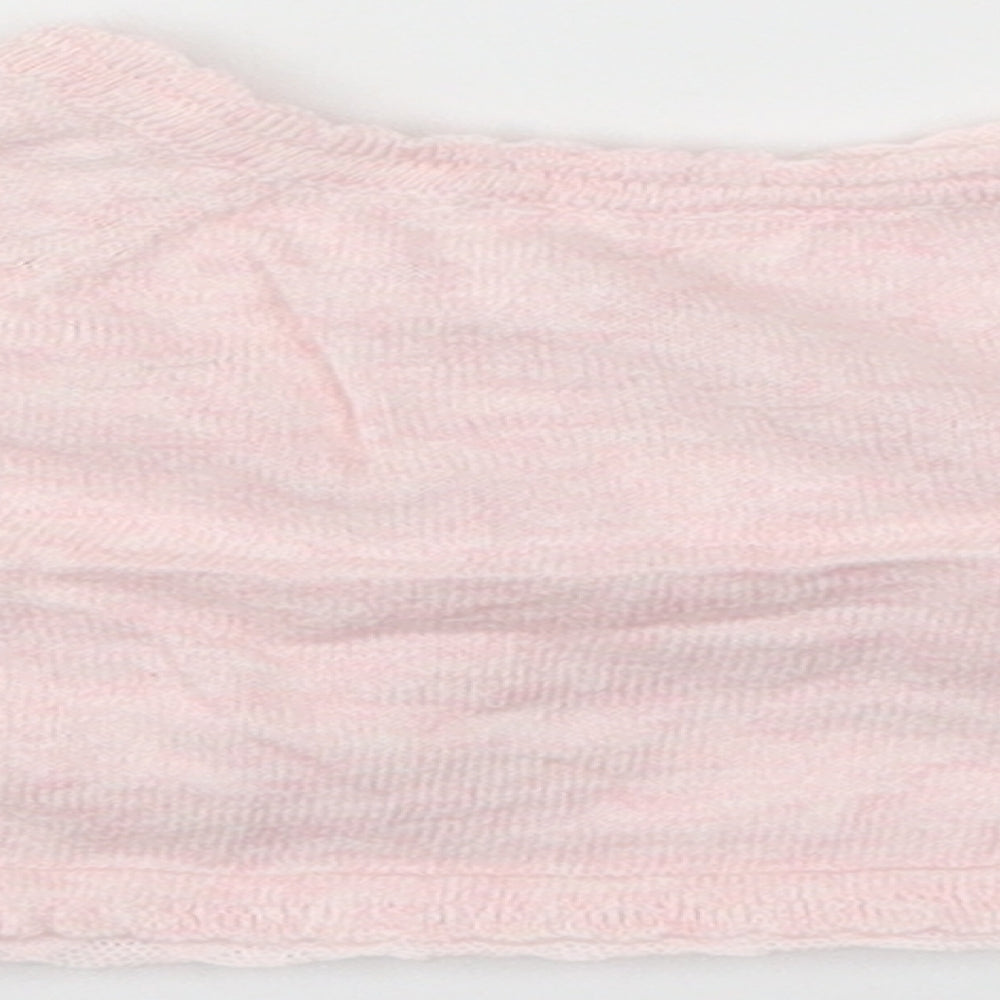Brand and care label for Next girls’ pink cardigan jumper, size 3-6, months