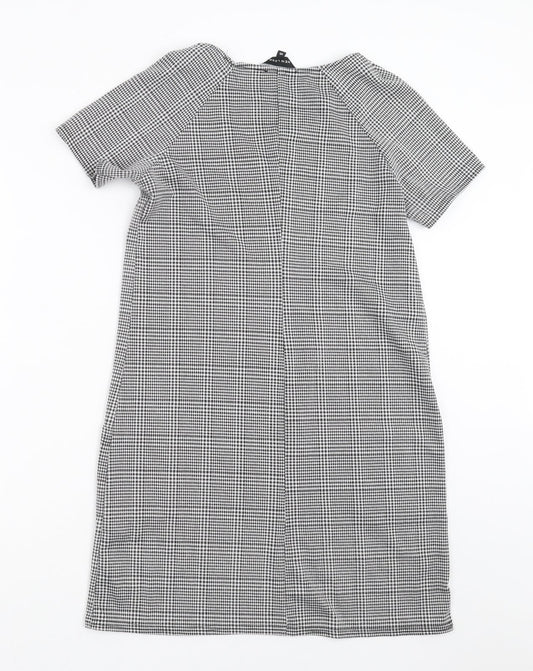 New Look Womens Black Houndstooth T-Shirt Dress Size 10