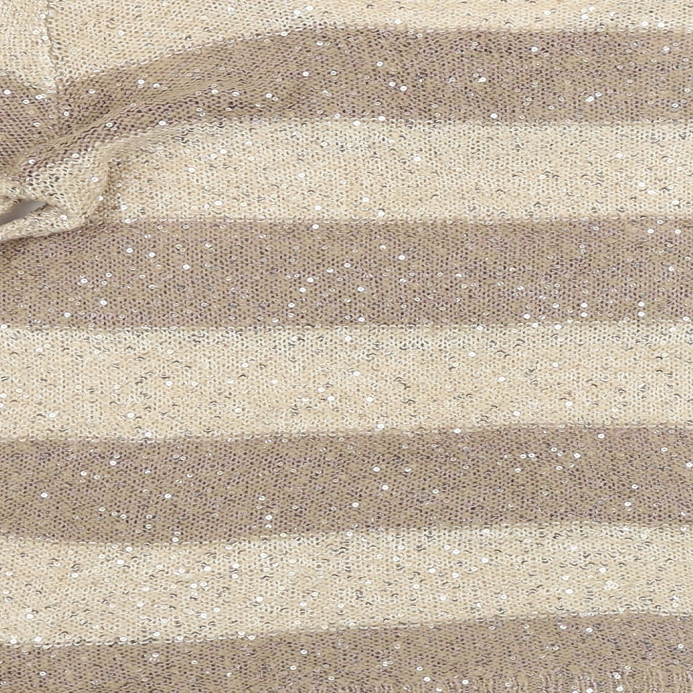 F&F Womens Beige Striped Pullover Jumper Size 14