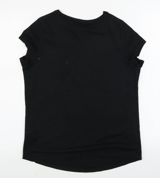 Preworn Womens Black Basic T-Shirt Size 8