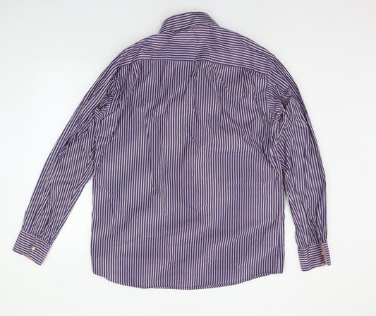 SAND Mens Blue Striped Button-Up Size XL