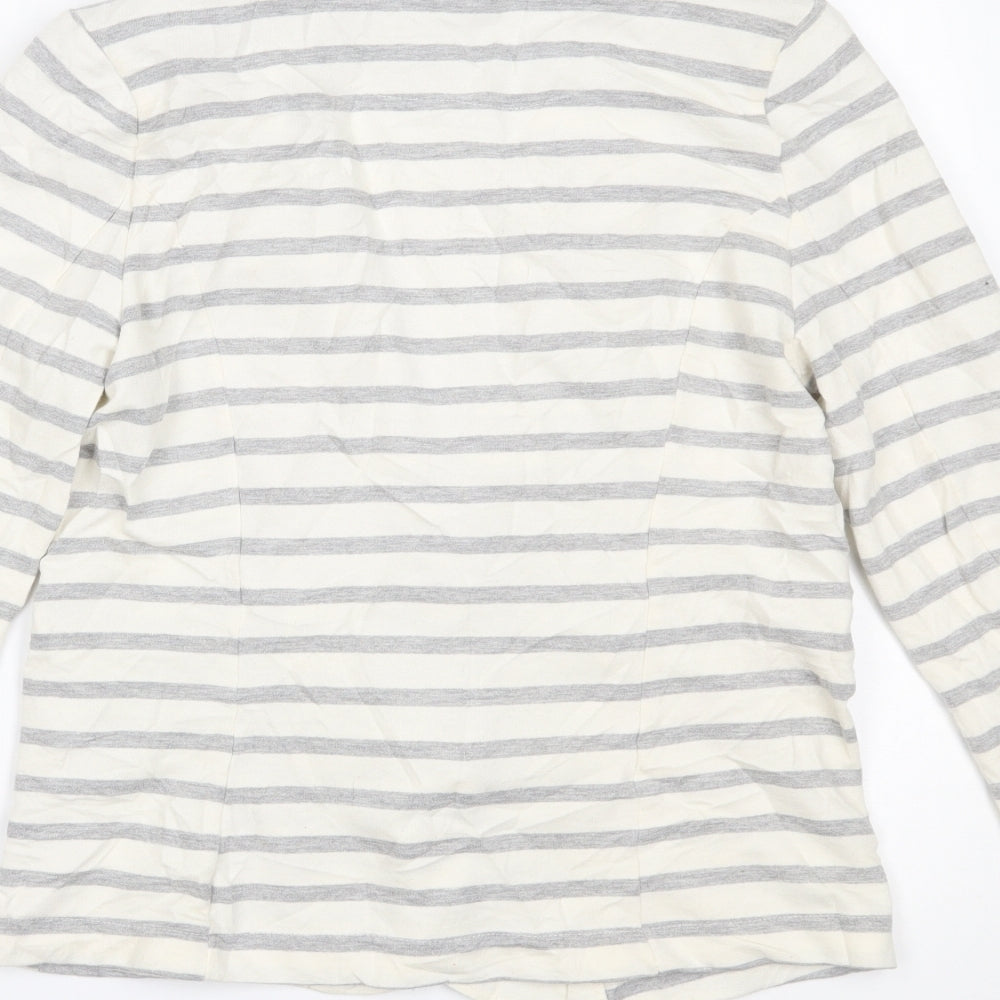Primark Womens White Striped Cardigan Jumper Size 12