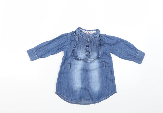 Minoti Baby Blue Shirt Dress Size 9-12 Months