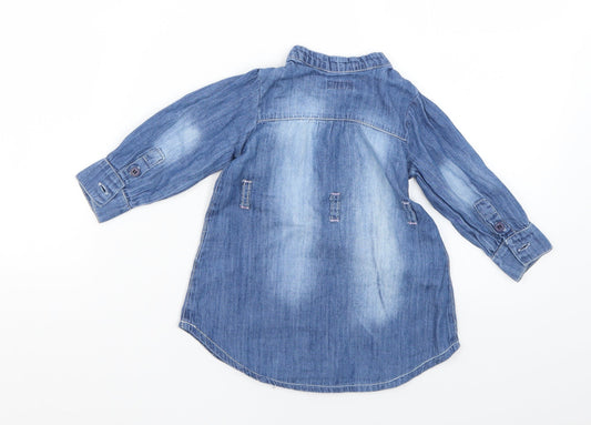 Minoti Baby Blue Shirt Dress Size 9-12 Months