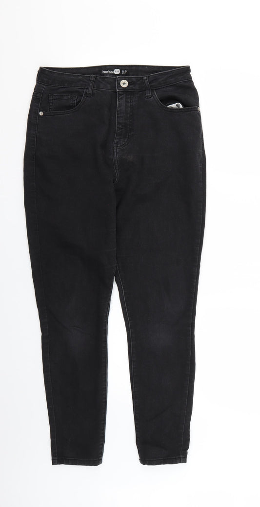 Womens UK Size 12 Boohoo Regular Fit Skinny Black Jeans