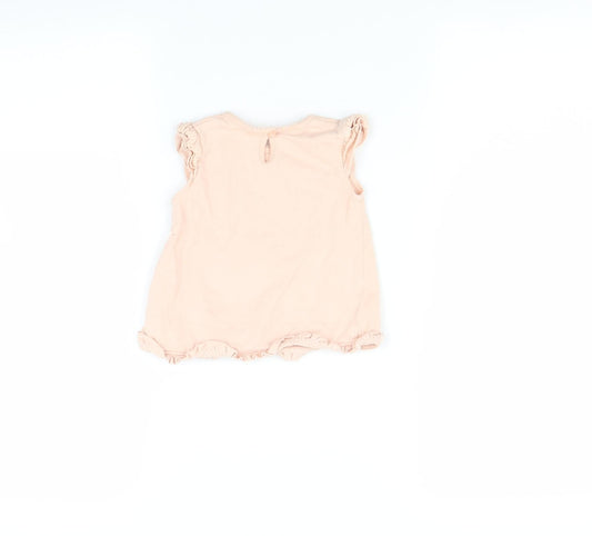George Baby Pink Basic T-Shirt Size 6-9 Months - Bird print