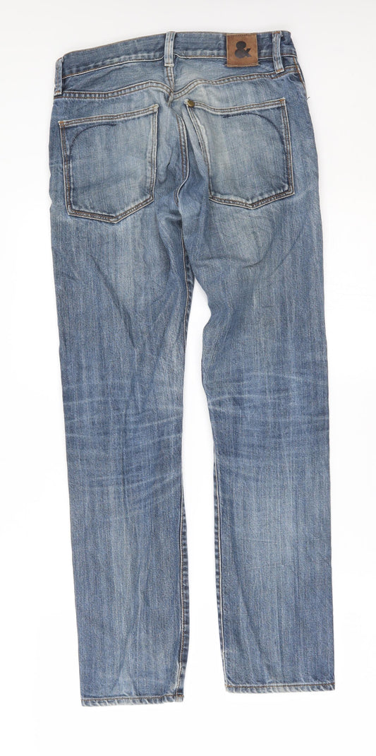 Mens UK Size 28 H&M Regular Fit Straight Blue Jeans