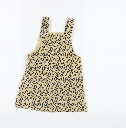 TU Baby Beige Animal Print Pinafore/Dungaree Dress Size 9-12 Months