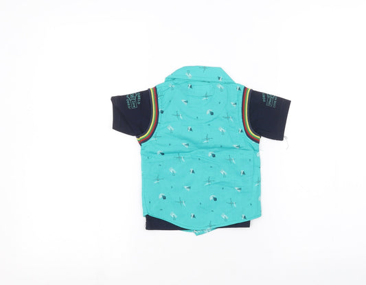 top kids Baby Blue Basic Polo Size 0-3 Months