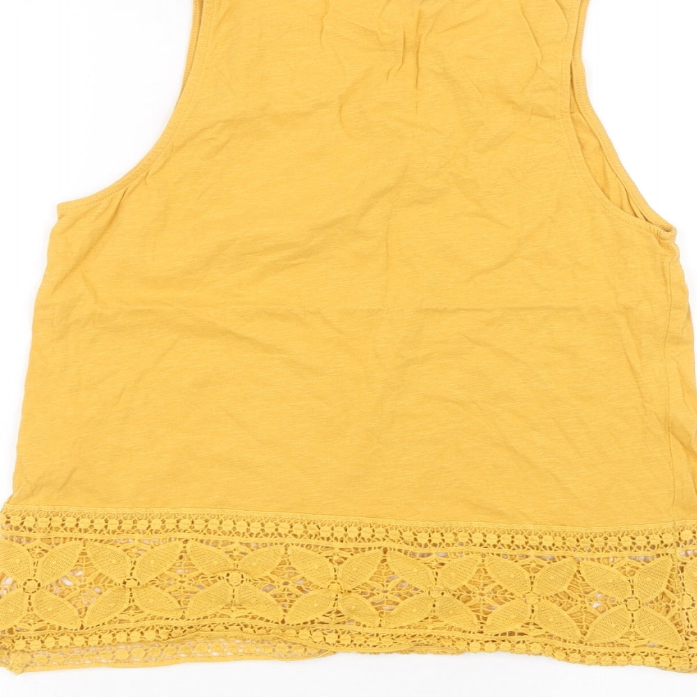 Womens UK Size 12 New Look Yellow Basic T-Shirt