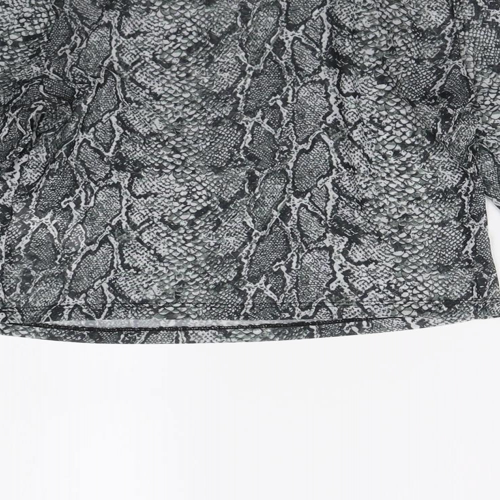 Primark Womens Grey Animal Print Basic Blouse Size 10