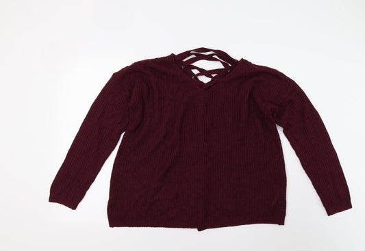 Capsule Womens Red Knit Pullover Jumper Size 14