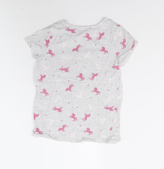 Primark Girls Grey Solid Top Pyjama Top Size 10-11 Years - Unicorns