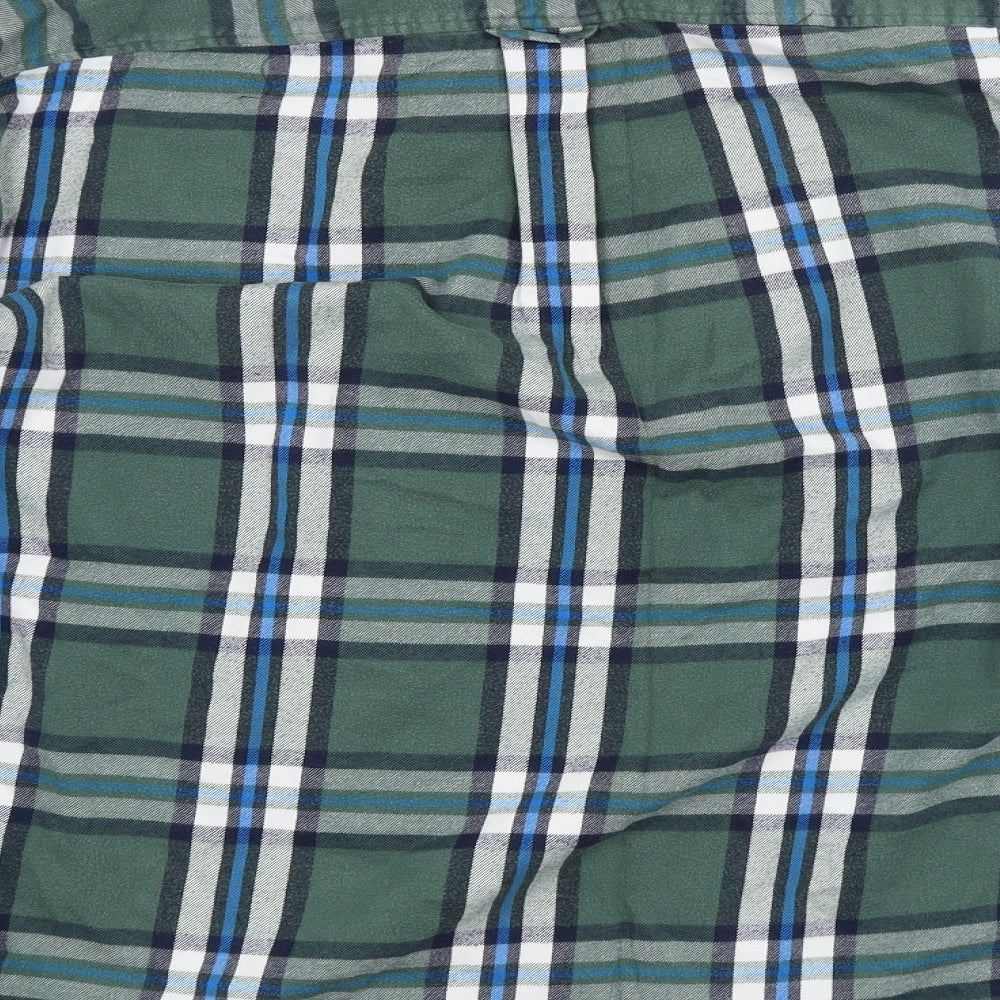 Mens UK Size XL LAND'S END Green Button-Up Long Sleeve Casual Shirt