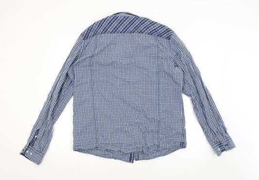 Mens UK Size Preworn Blue Button-Up Long Sleeve Casual Shirt