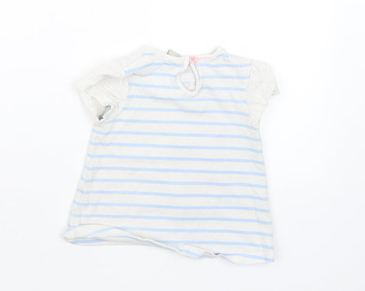 TU Girls Blue Striped Basic T-Shirt Size 9-12 Months
