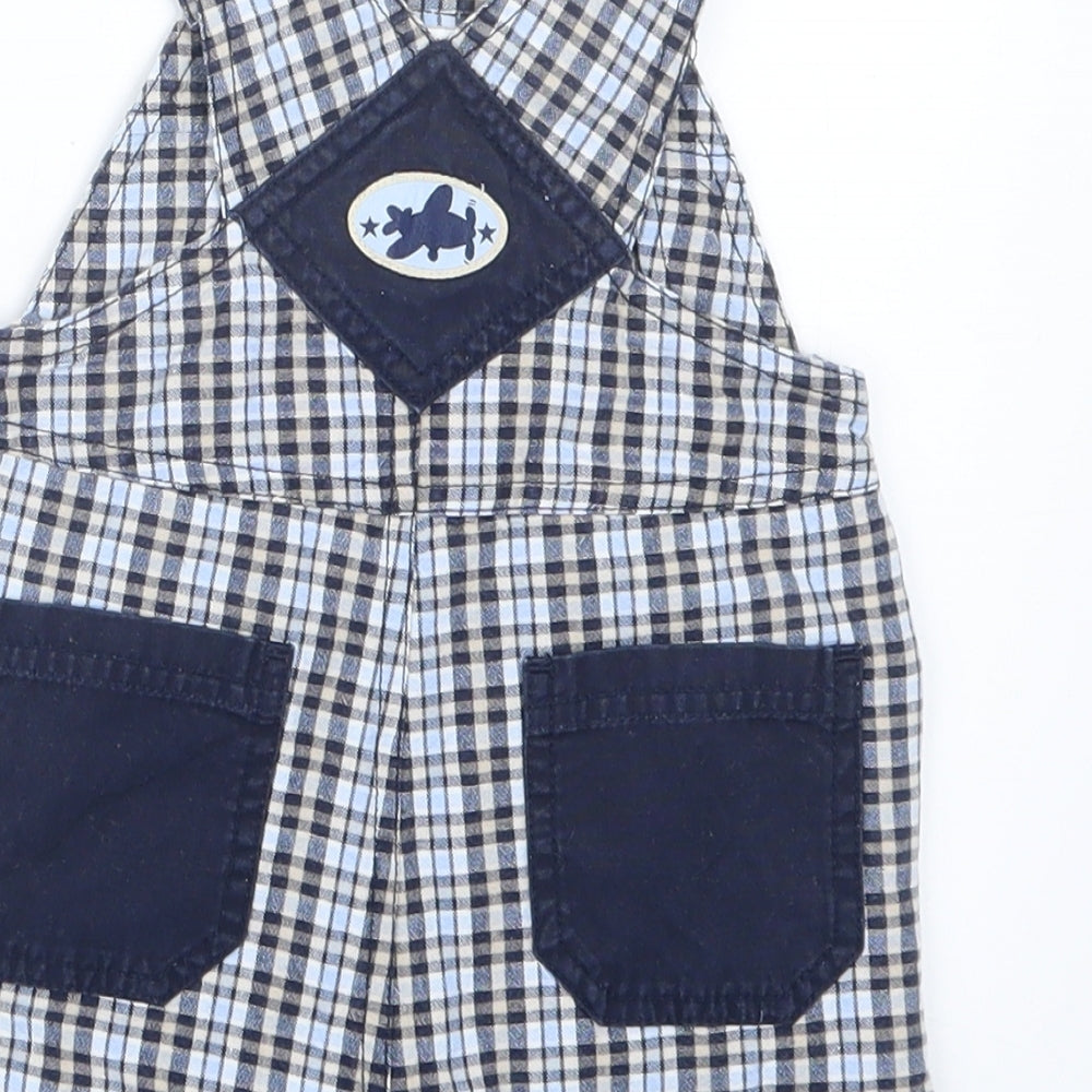 BHS Boys Blue Check Dungaree Outfit/Set Size 3-6 Months