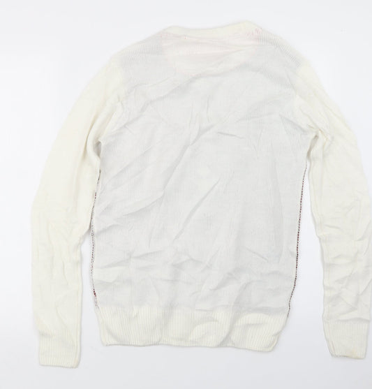 Brave Soul Mens Ivory Knit Pullover Jumper Size S - Christmas