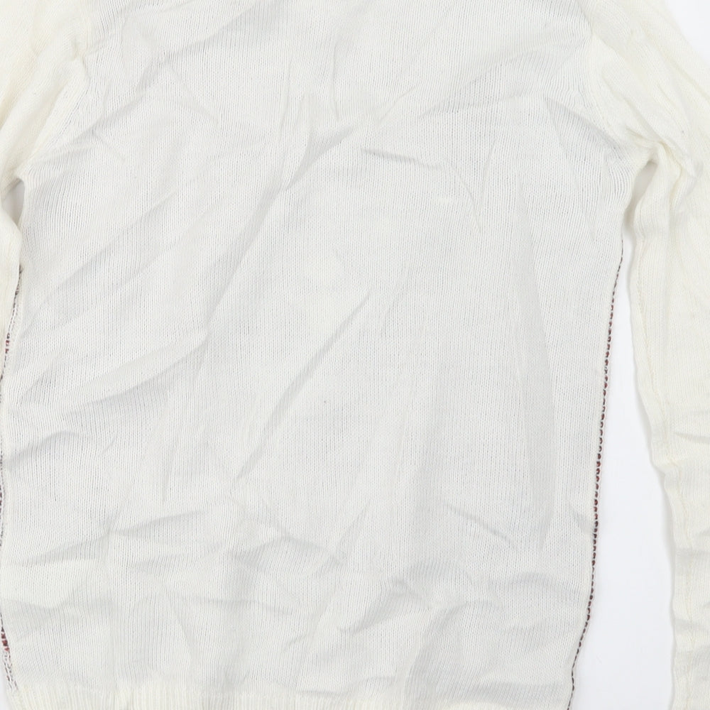 Brave Soul Mens Ivory Knit Pullover Jumper Size S - Christmas