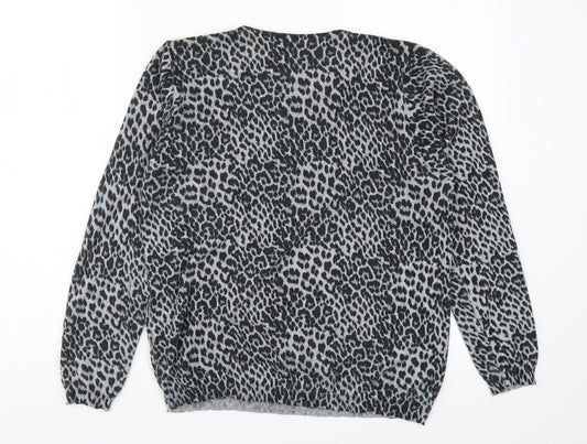 Primark Womens Grey Animal Print Knit Pullover Jumper Size 12
