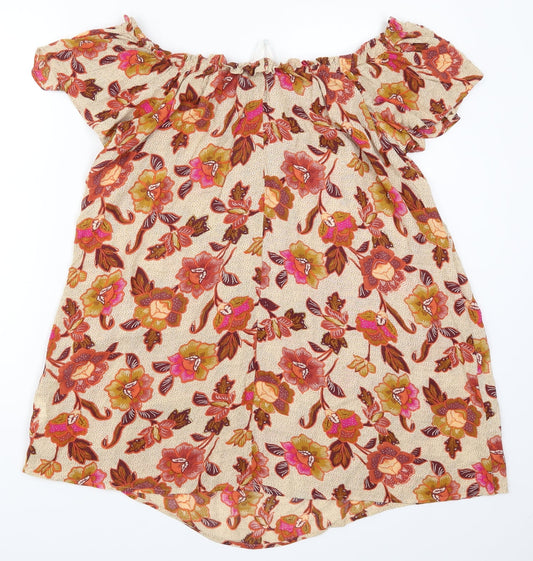 Primark Womens Beige Floral A-Line Size 12
