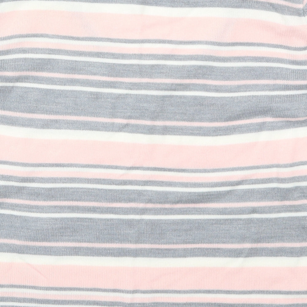 TU Womens Pink Striped Knit Pullover Jumper Size 12