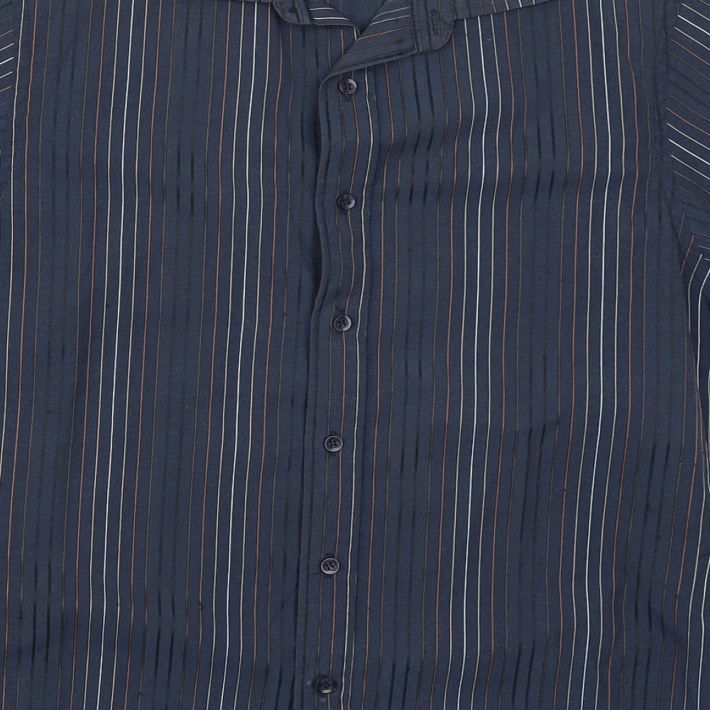 Springfield Mens Blue Striped Button-Up Size L