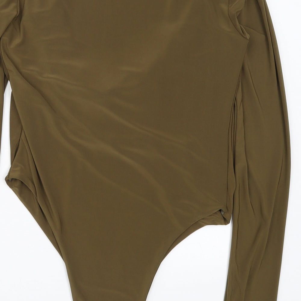 PRETTYLITTLETHING Womens Brown   Bodysuit One-Piece Size 12  - Khaki