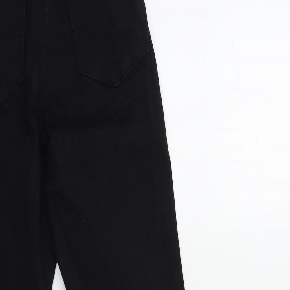 Brand and care label for Denim & Co. women’s black denim skinny jeans, size UK 8, 25-inch leg
