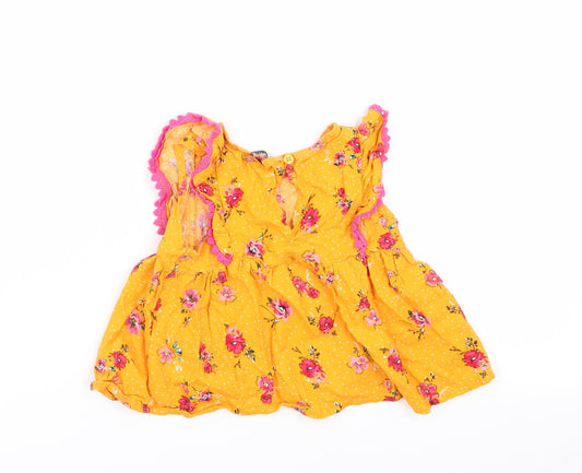 Primark Girls Yellow Polka Dot Basic Blouse Size 18-24 Months