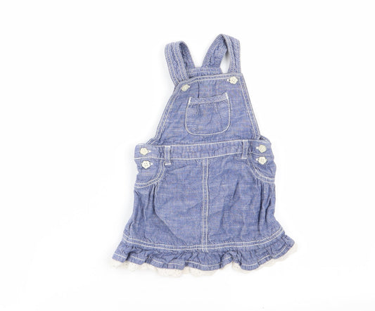 Asda George Girls Blue Pinafore/Dungaree Dress Size 9-12 Months
