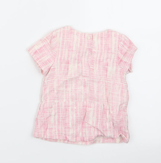 M&S Girls Pink Geometric Basic T-Shirt Size 9-12 Months