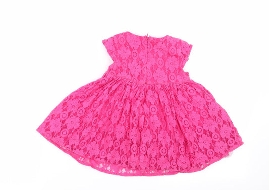 M&S Girls Pink Floral Fit & Flare Size 6-9 Months